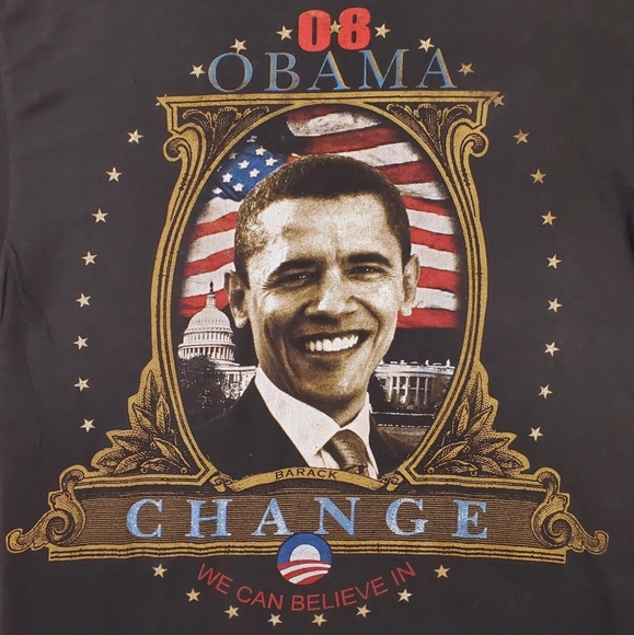 2008 BARACK OBAMA CHANGE WE CAN BELIEVE IN T SHIRT OVERSIZED GRAPHIC XL EUC - Picture 5 of 12